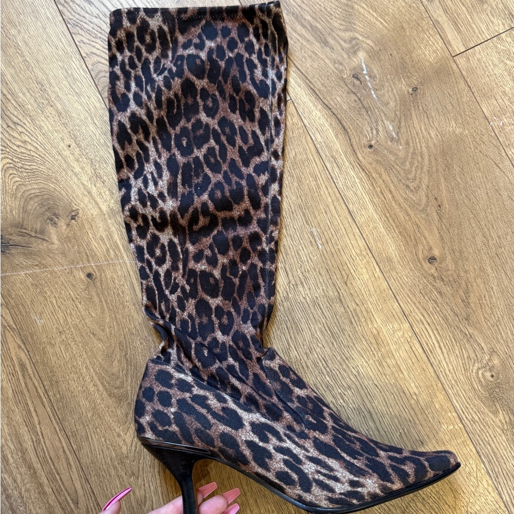 Leopard Print Knee-High Boots